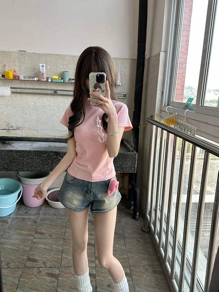 

American Retro High Waist Denim Shorts Women Summer New Hot Girl Slim Small Size A-Line Wide Leg Hot Pants Loose Fit Jeans