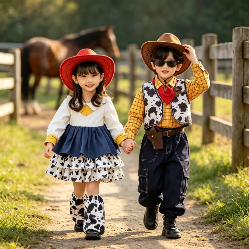 Western Cowboy Themed Children's Performance Costumes, Boys' and Girls' Garden Party Role-playing Sets, Movie Outfits view 6