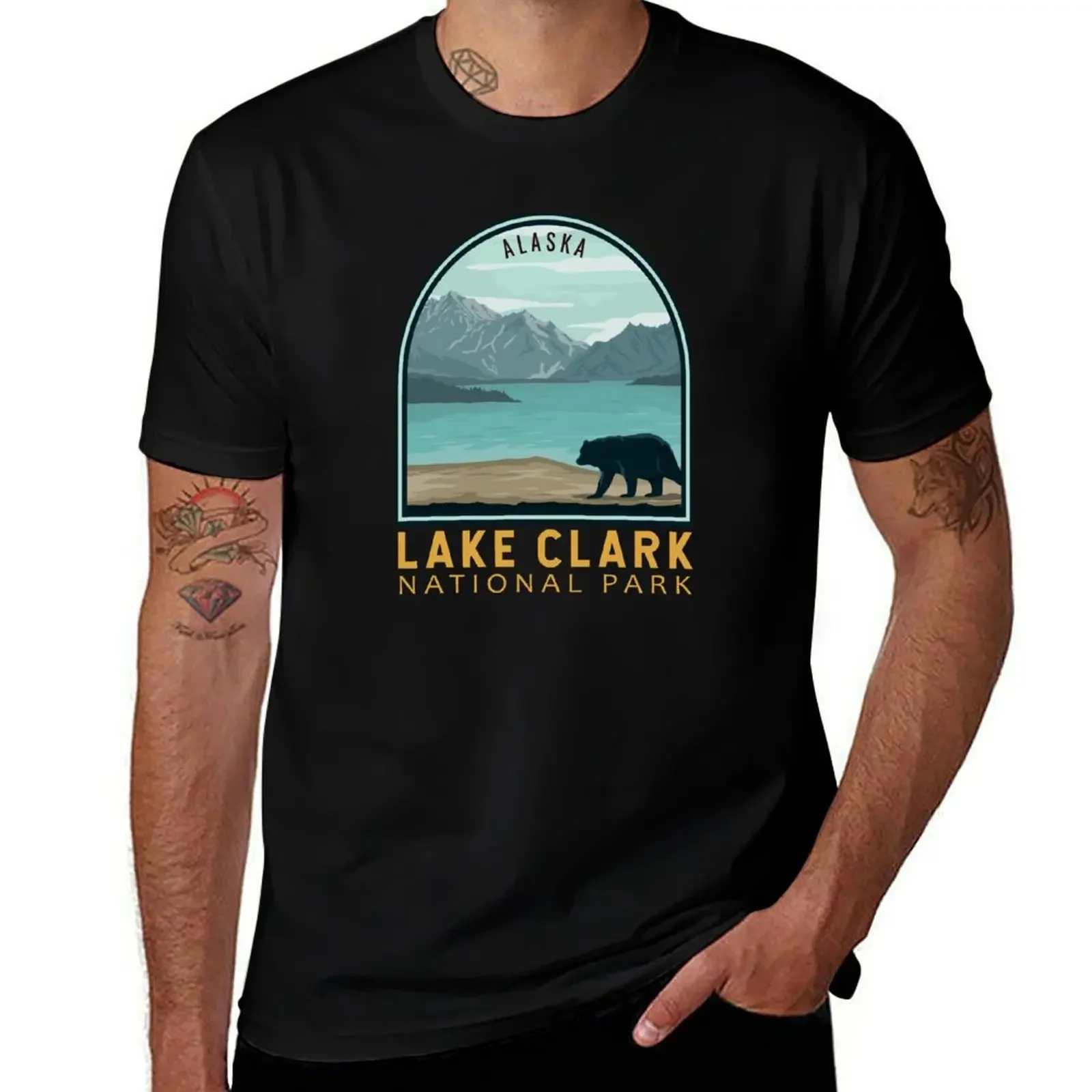 Lake Clark National Park Vintage Emblem T-Shirt Man t-shirt boys whites sweat mens t shirt graphic