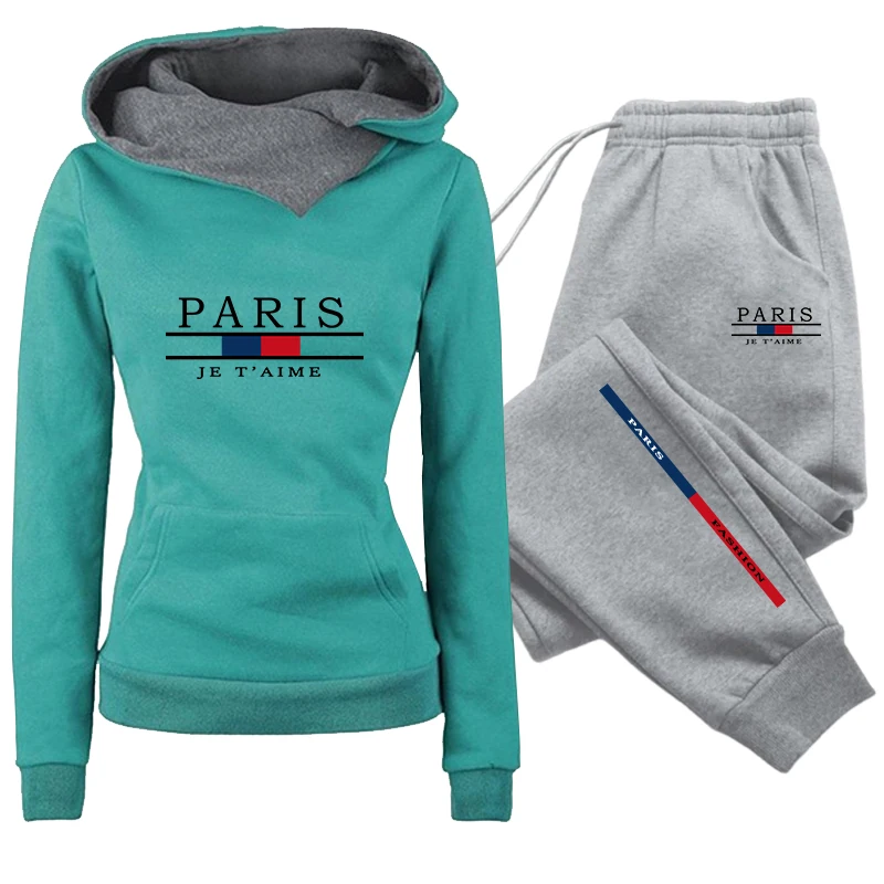 2026 Modischer Bedruckter Trainingsanzug mit Kapuzenpullover und Jogginghose Herbst Winter Damen Täglicher Lässiger Sport-Outfit Damen-Set/Hoodie/Hose – Detail 4