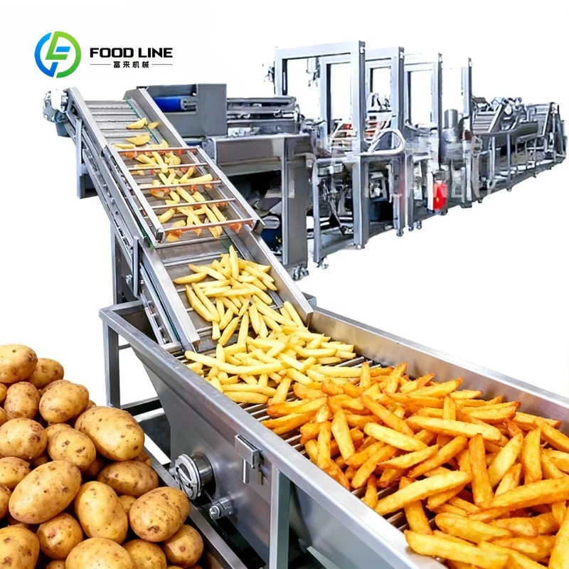 Custom industrial and commercial fully automated fried and frozen potato fries production line for easy operation