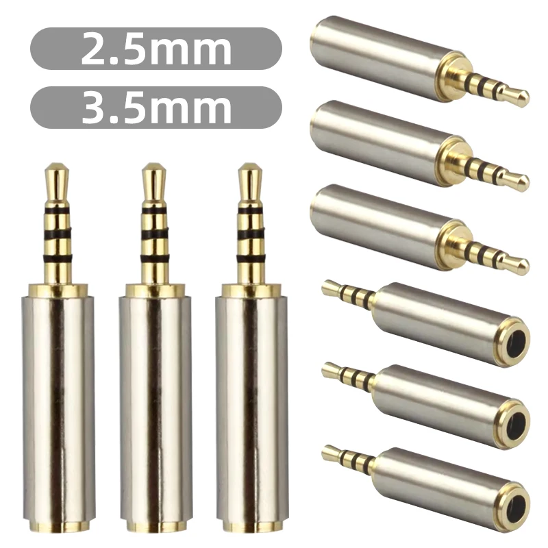 

2/10 шт. штекер 3,5 мм на гнездо 2,5 мм, штекер 2,5 мм на гнездо 3,5 мм, 4-полюсный стерео аудиоконвертер «сделай сам»