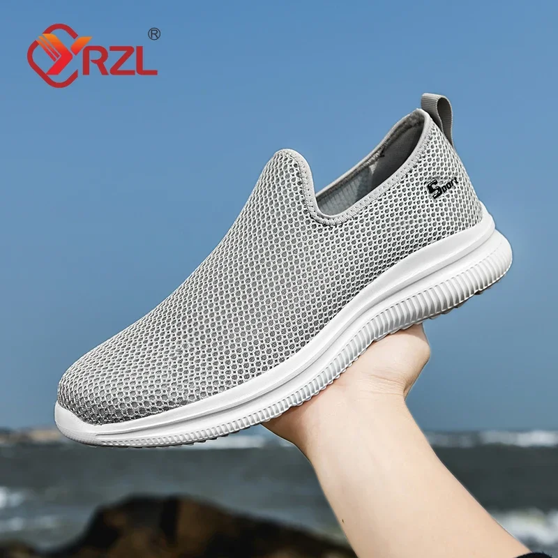 YRZL Mens Mesh Shoes Breathable Unisex Casual Shoes Outdoor Non-Slip Mesh Loafers Walking Lightweight Fashion Male Tennis Shoes