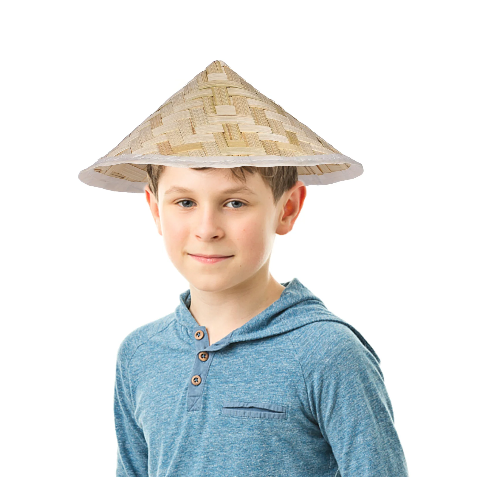 4 Pcs Chinese Rice Farmer Hat Bamboo Straw Hats for Men Pointed Cap Decorate Beige Sun Visor