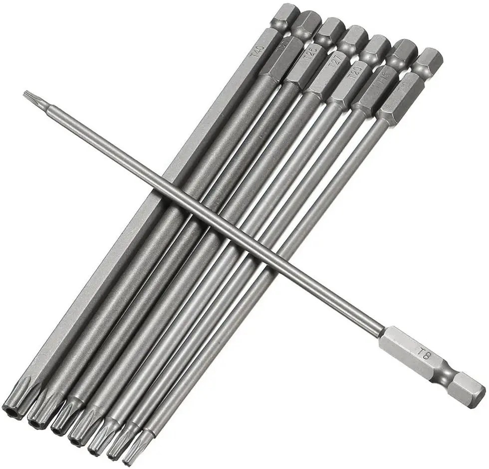 Imagem -02 - Torx Magnético Cabeça Parafuso Driver Bit Conjunto Polegada Hex Shank 150 mm Segurança Inviolável Estrela Ponto Chave de Fenda Kit Peças T8-t40