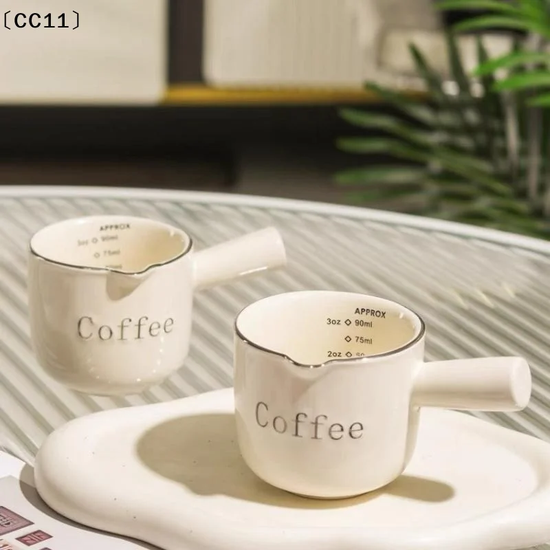 Afbeelding 5: Keramische Espresso Koffie Maatbeker Met Schaal Extractiebeker Melkkannetje Met Handvat Latte Mixer Schaal Maatbekers〔CC11〕