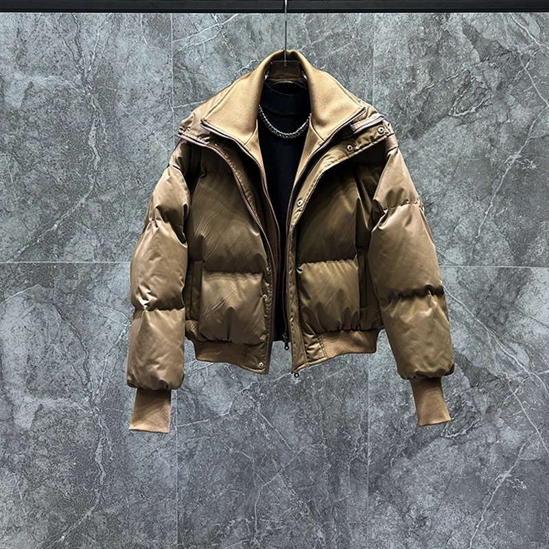 Winter Korean Fake Two Pieces Short Stand-up Collar Cotton-padded Jacket Men Thickened Warm Loose Leisure Fashion Versatile Coat