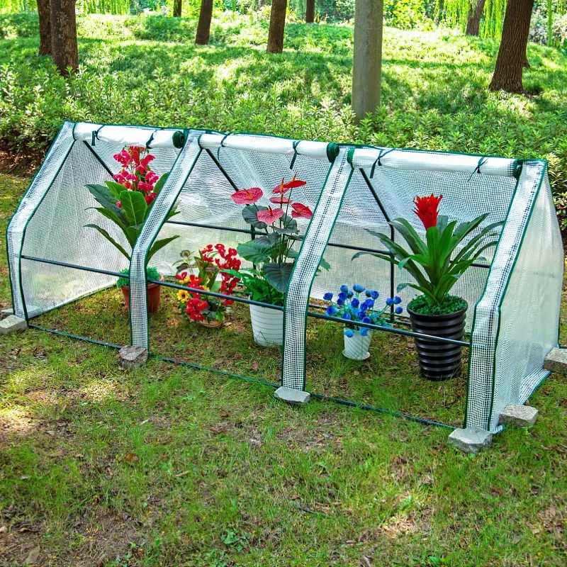Garden Greenhouse Cover with Zipper Door Outdoor Plant Potted Rainproof and Windproof Room Warm Flower Sunshade Cloth no Shelves