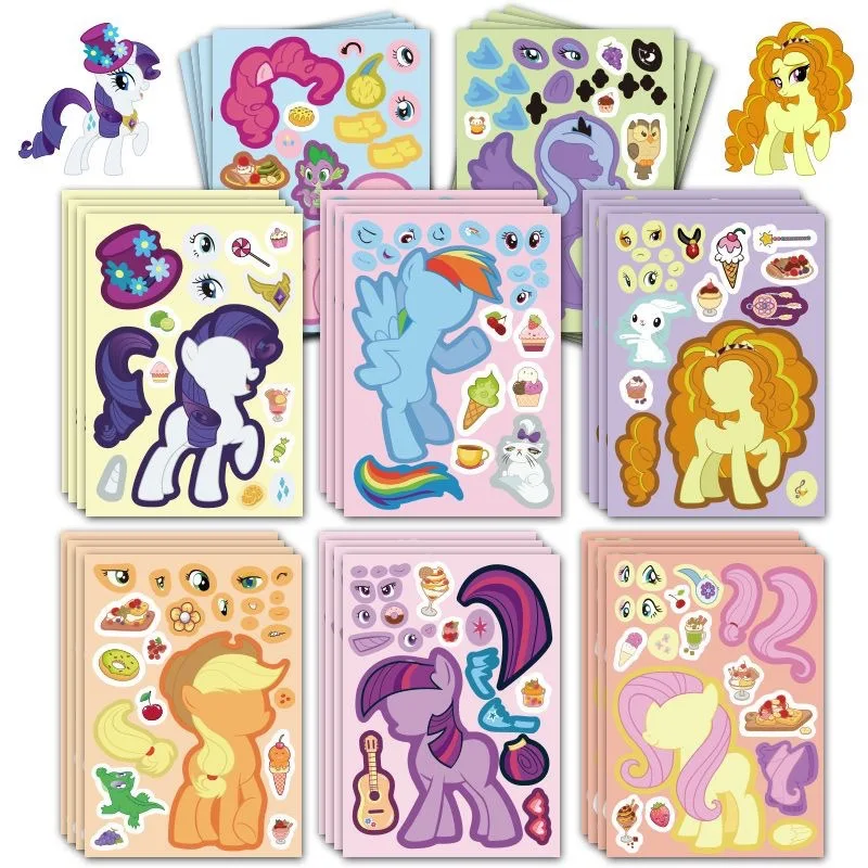 Multi Sheets My Little Pony Changing Clothes DIY Stickers Cute Pony Character Decorative Stickers Educational Pretend Play Gift