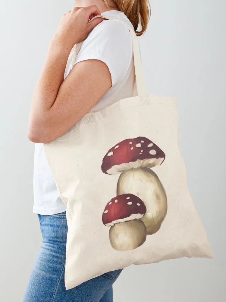 Cottagecore Mushroom 1 (red) Tote Bag canvas tote bag foldable reusable bag Women's hand bags Canvas Tote