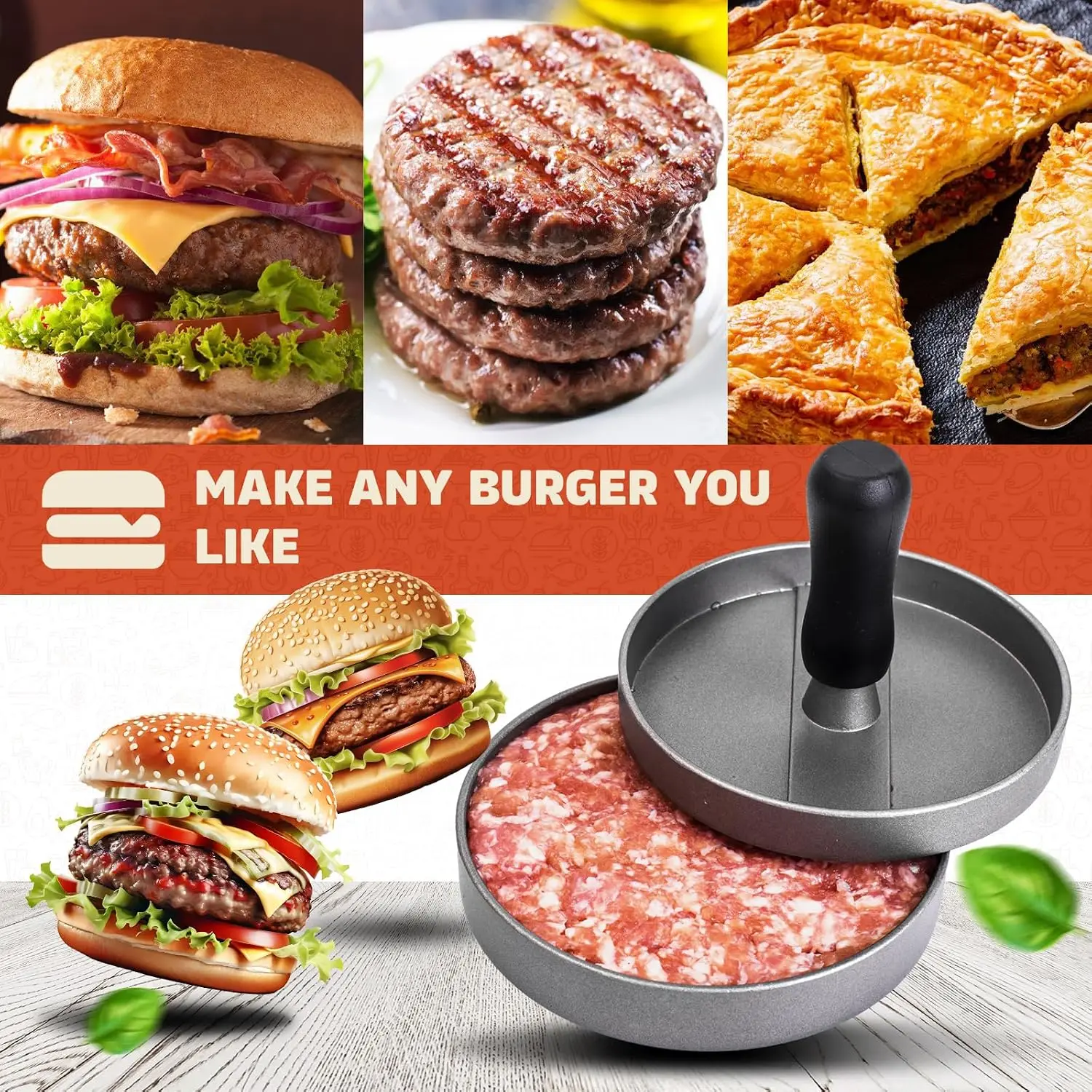 Stainless Steel Meat Grinder for KitchenAid Mixer, with Burger Press