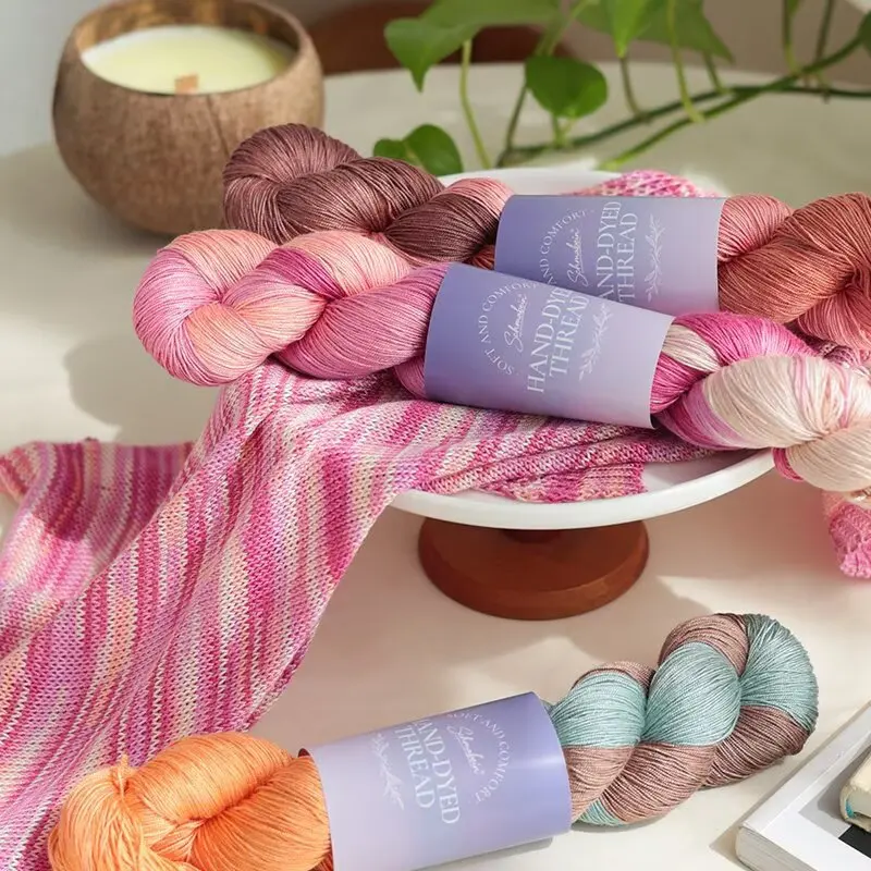 100g Hand Woven Summer Carved Air Conditioning Shirt Shawl Hand Dyed Lace Cotton Thread Segment Dyed lace silk thread