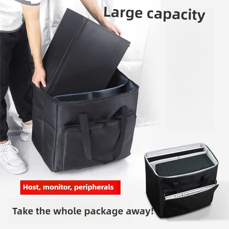 

Heavy Duty PC Travel Case Waterproof Computer Monitor Bag Universal Keyboard Organizer Portable Moving Box for Office Equipment