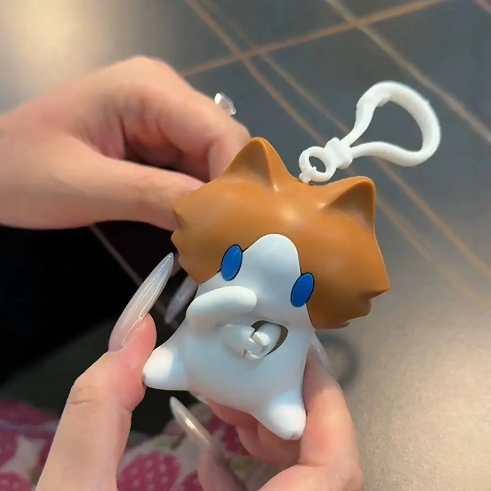 Interactive Salary Cat Keychain Cartoon Keyring Pull-String Pendant Bag Pendant Funny Cute Hand-Waving Keychain Kids