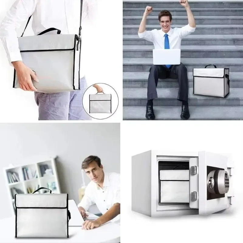 Fire-resistant bag, large waterproof bag (15X12X5 inches), safety bag with silicone coating and zipper