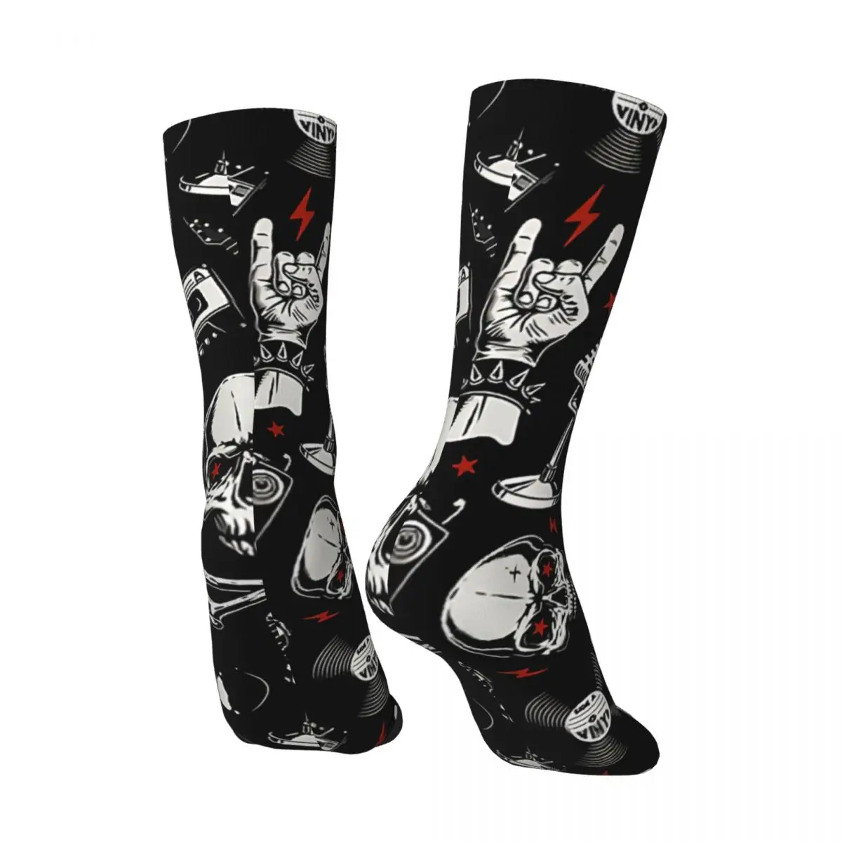 Hip Hop Vintage Heavy Metal Concert Music Festival Hard Rock Crazy Men's Socks Unisex Black Metal Street Style Crew Sock Boys