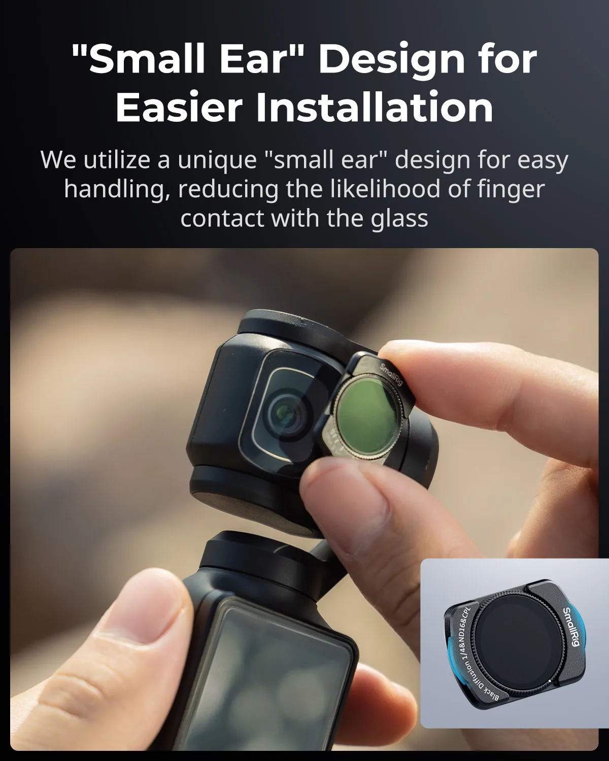 SmallRig Magnetic Multifunctional 1/4 Black Diffusion & ND16 & CPL  Filter Kit for DJI Osmo Pocket 3 w 6 Point Star Filter -5122