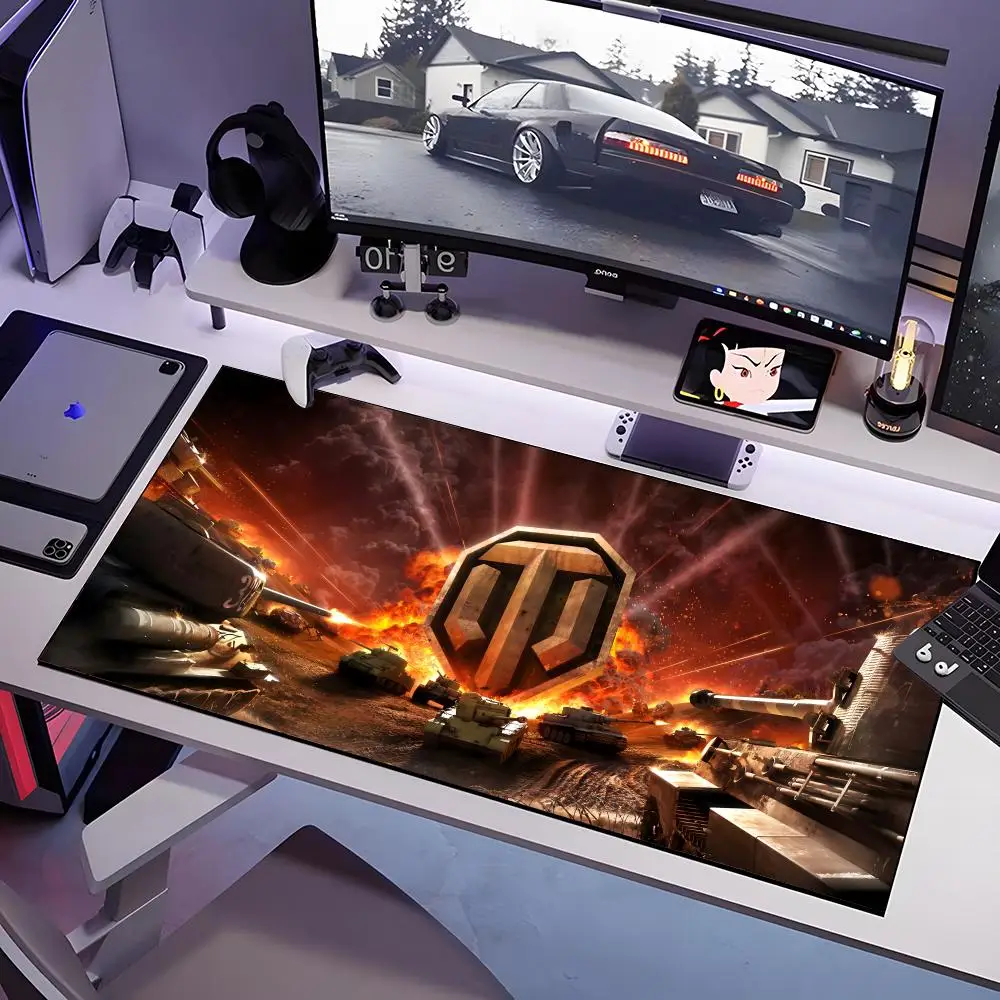لوحة ماوس W-World Of Tanks كبيرة مضادة للانزلاق من المطاط للألعاب، وسادة مكتب متينة بحافة سميكة مناسبة للمكتب والألعاب #5