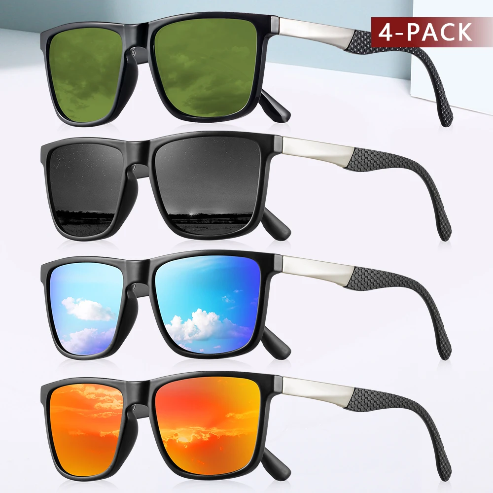 CRIXALIS 4Pcs Polarized Sunglasses For Men Women Fishing Driving Golf Mirror Neutral Sun Glasses Shade Anti-reflective UV400