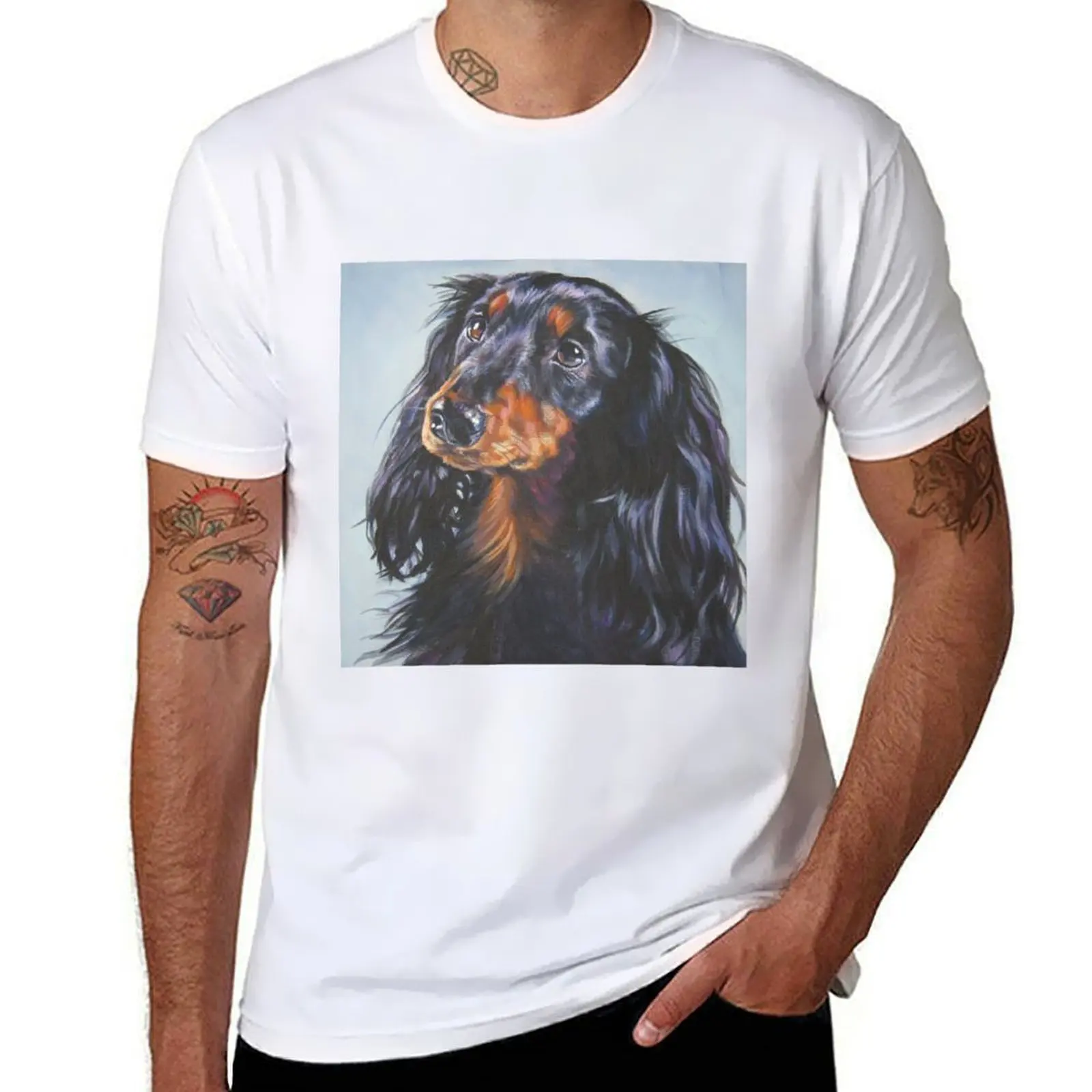 

Dachshund Fine Art Painting T-Shirt man graphic t shirt anime t shirts for man T-Shirt
