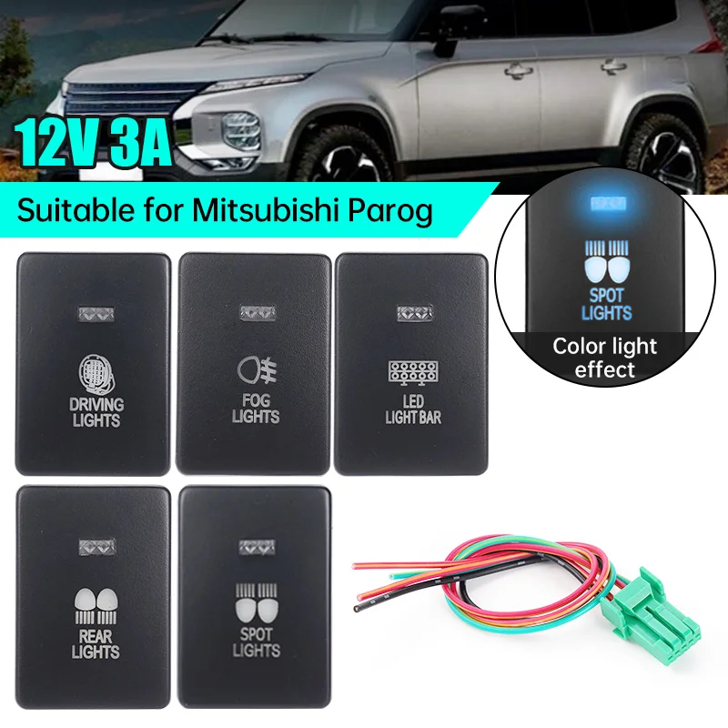 Car Light Push Button 12V Spot Fog Driving Rear Light LED Light Bar Switch For Mitsubishi Mirage LA Outlander ZK Triton MQ MR