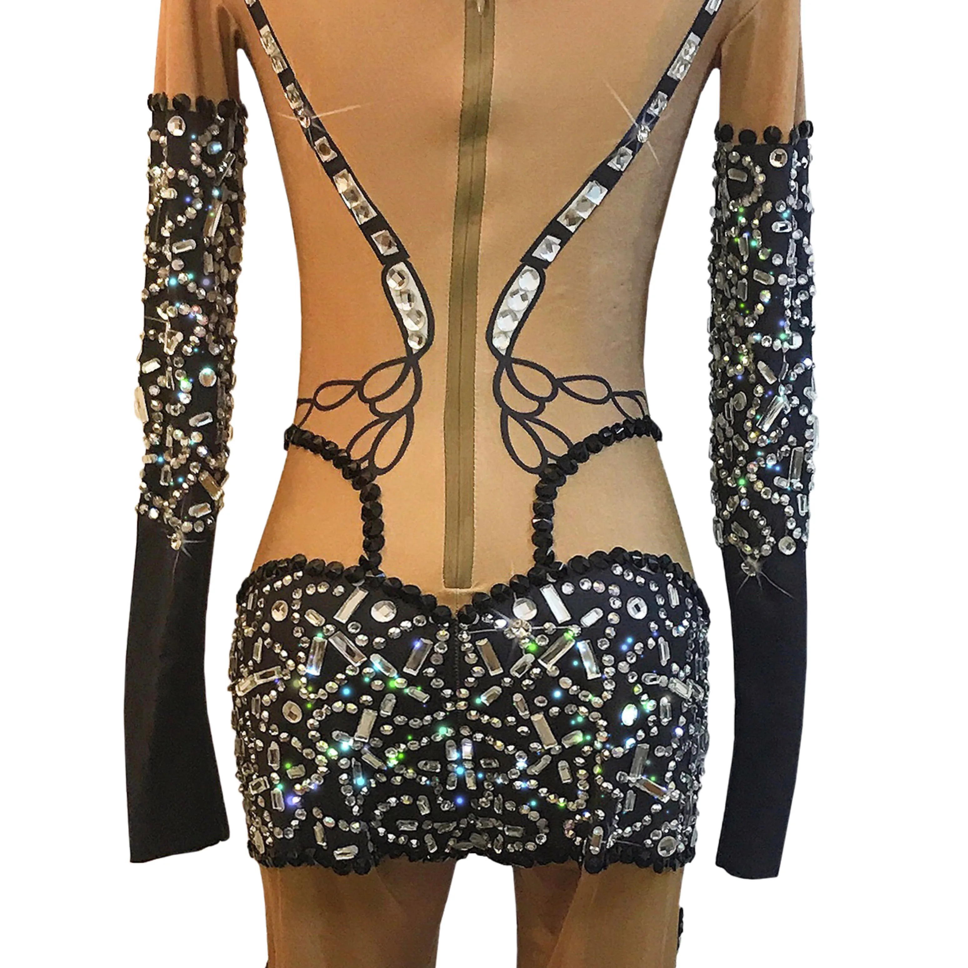 천사 라인 석 점프 슈트 드래그 퀸 공연 의상 가수 댄서 무대 바디 슈트 고고 댄스 의류 레이브 복장 yj287