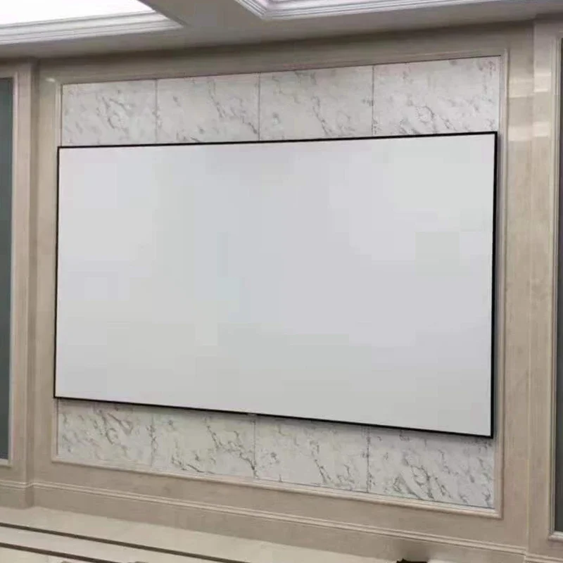 New Listing High Quality 100 Inch 16:9 Wall Frame PVC White soft Narrow border 1.2 cm Fixed Frame Projector Projection Screens