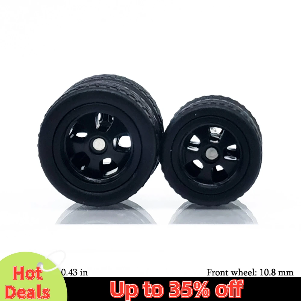1/64 Model Car Wheels with Rubber Detachable Tires Blade Spoke Refitting Parts for Hot Wheels Matchbox D:11mm+13mm 1 Set