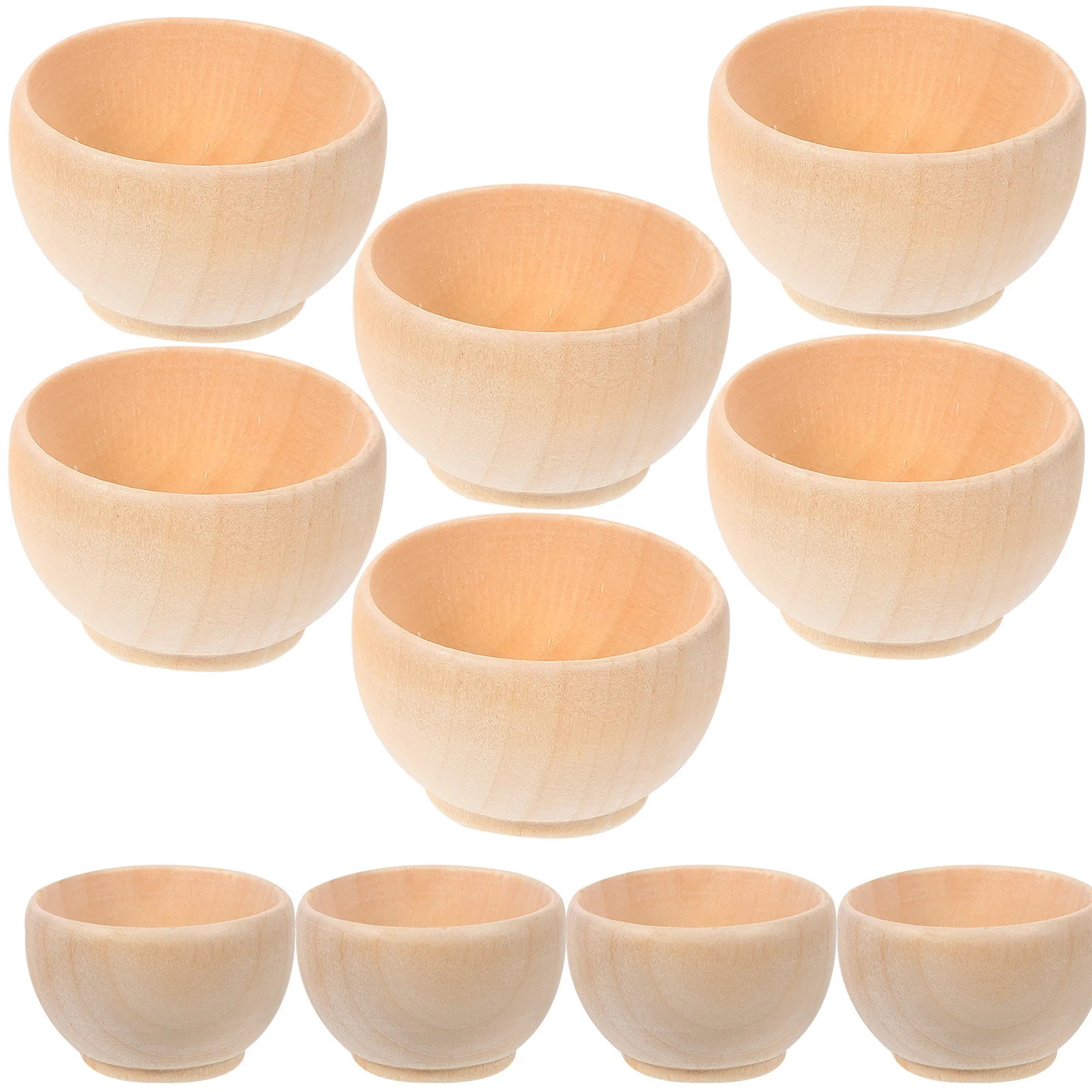 10Pcs DIY Wooden Bowls Unfinished Small Bowls Unpainted Wood Bowls Natural Wood Blank Bowls Unfinished Wooden Bowls