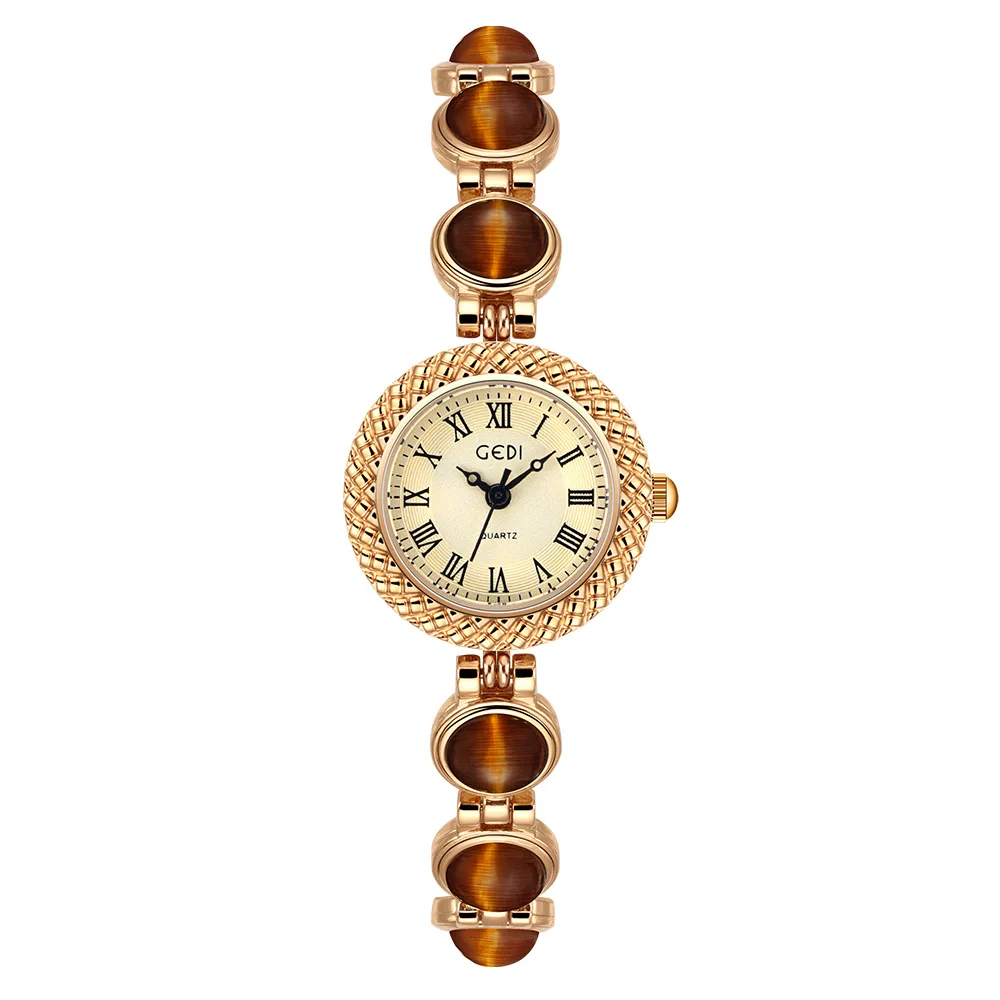 Women watch Retro Light Luxury Colorful Bracelet Advanced Sense Cat Eye Stone Waterproof Quartz watches for woman