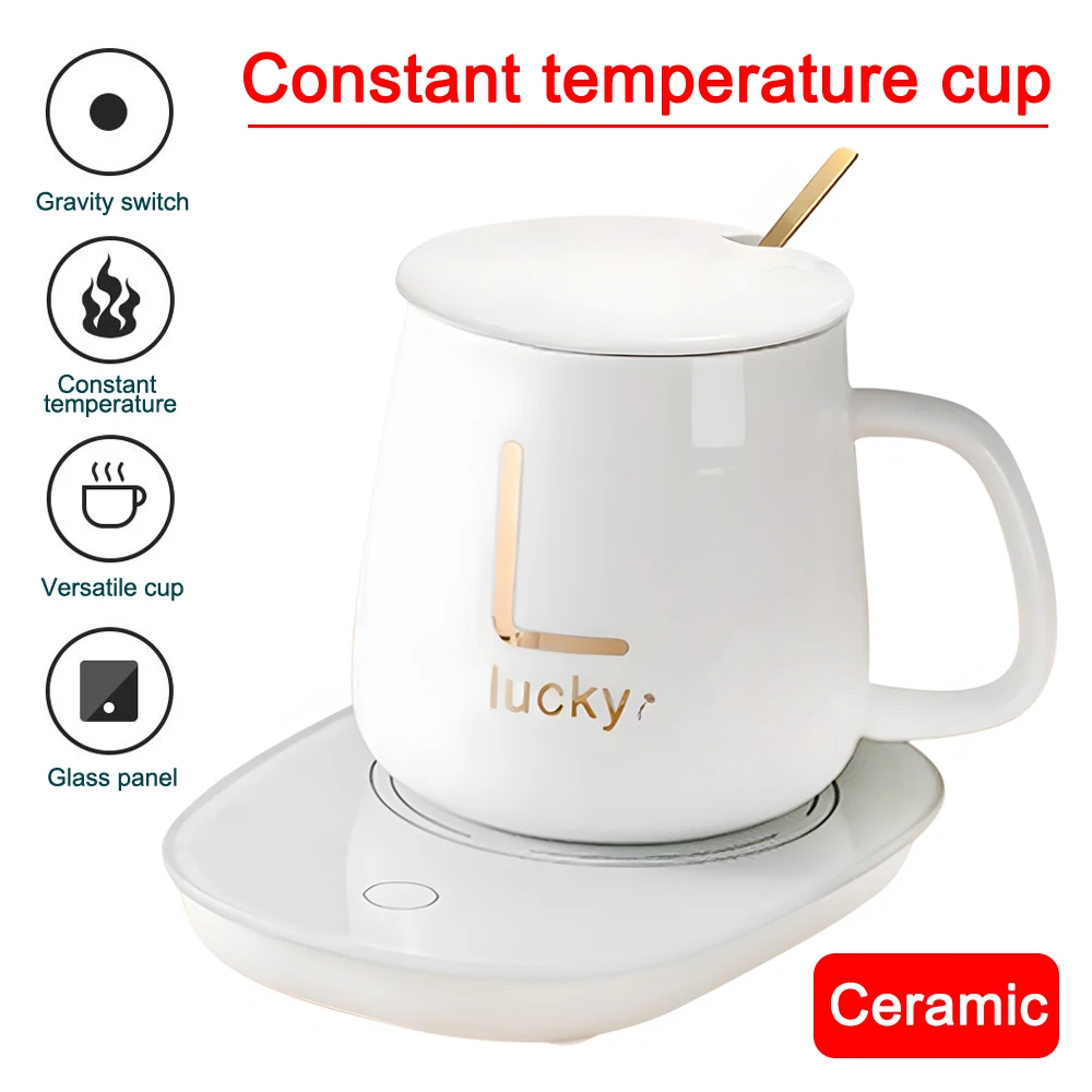 

55℃ Constant Temperature Cup Creative Heating Coffee Mug Warmer Smart Vacuum Cup Explosion Proof Heater Gift Set for Home Office