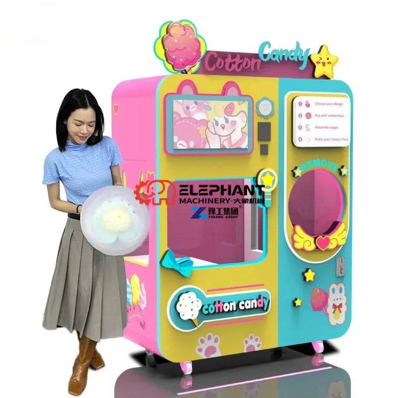 Hot Sale Intelligent Vending Automatic Flower Custom Coin Cotton Candy Machine with 26 Types