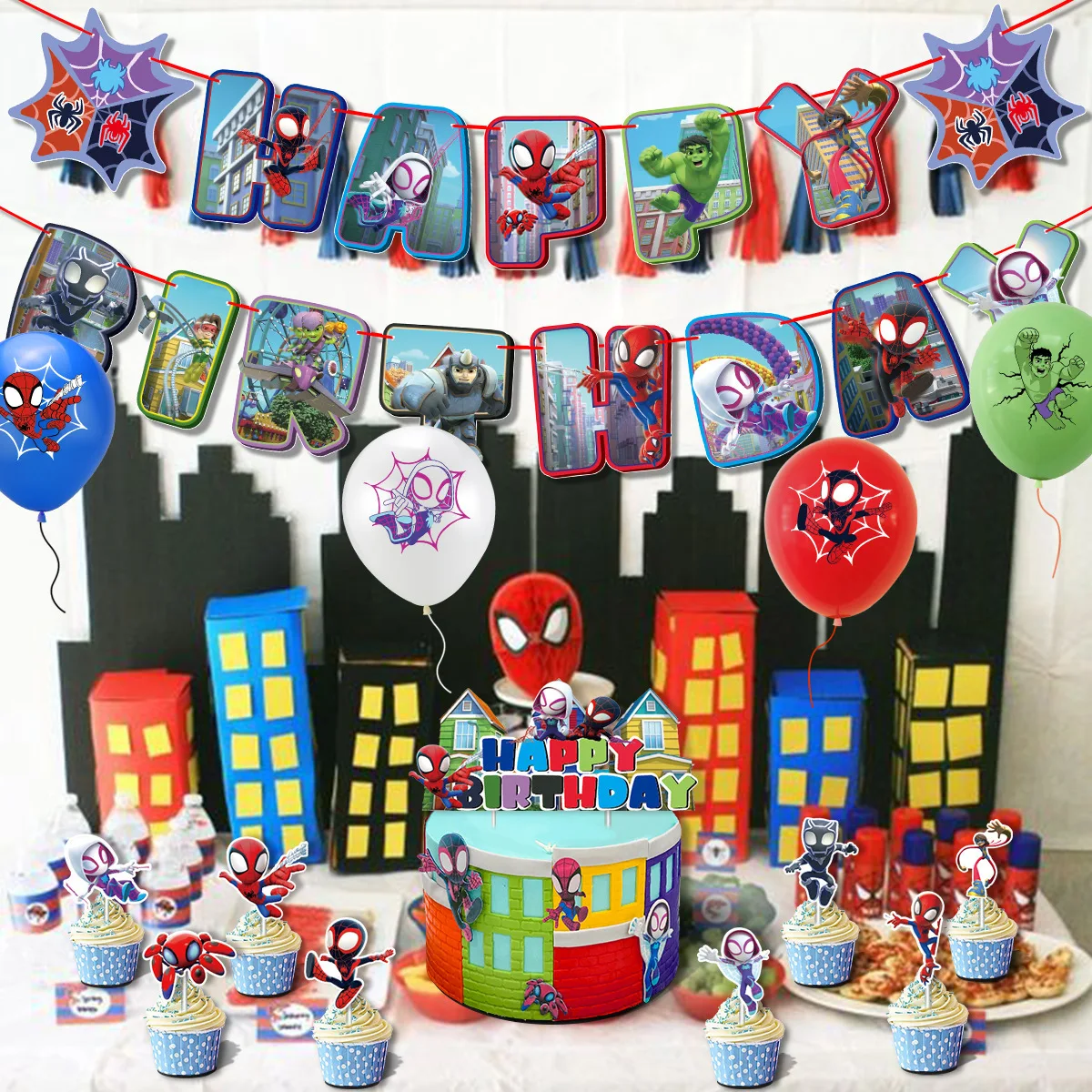 

Children Movie Spider-Man：Across The Spider-Verse Birthday Party Decoration Setup Set Balloon Party Supplies Cartoon Xmas Gifts