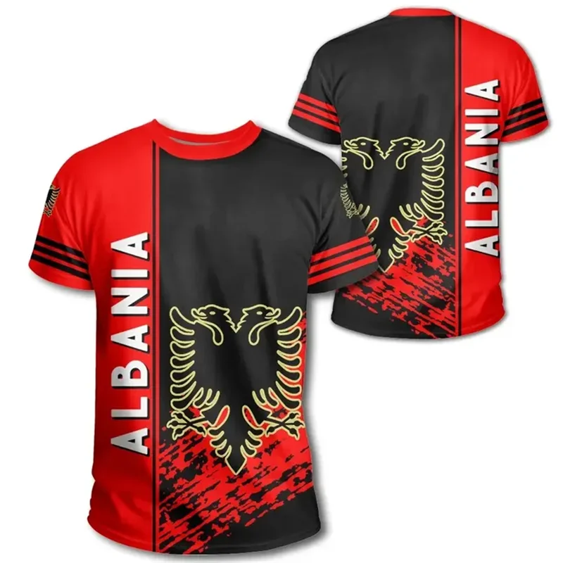 Albania Flag Graphic T Shirts Albanian National Emblem 3D Print T Shirt For Men Clothes Sport Contest Jersey Eagle Tee man Tops