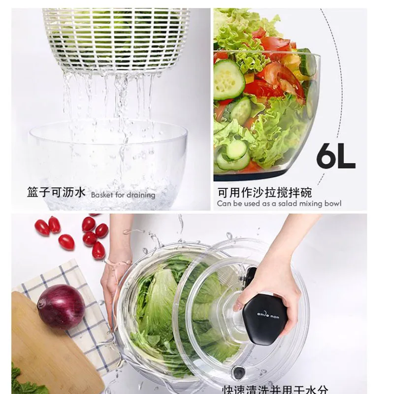 Multifunctional Press Vegetable Dehydrator Salad Meal Fruit and Vegetable Dehydrator Home Kitchen Drain Basket Spin Dryer