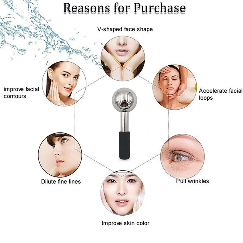 Facial Ice Ball Hot And Cold Stainless Steel Facial Roller Skin Beauty Spa Cooling Ball Massage Ball Treatment Freezing Stick