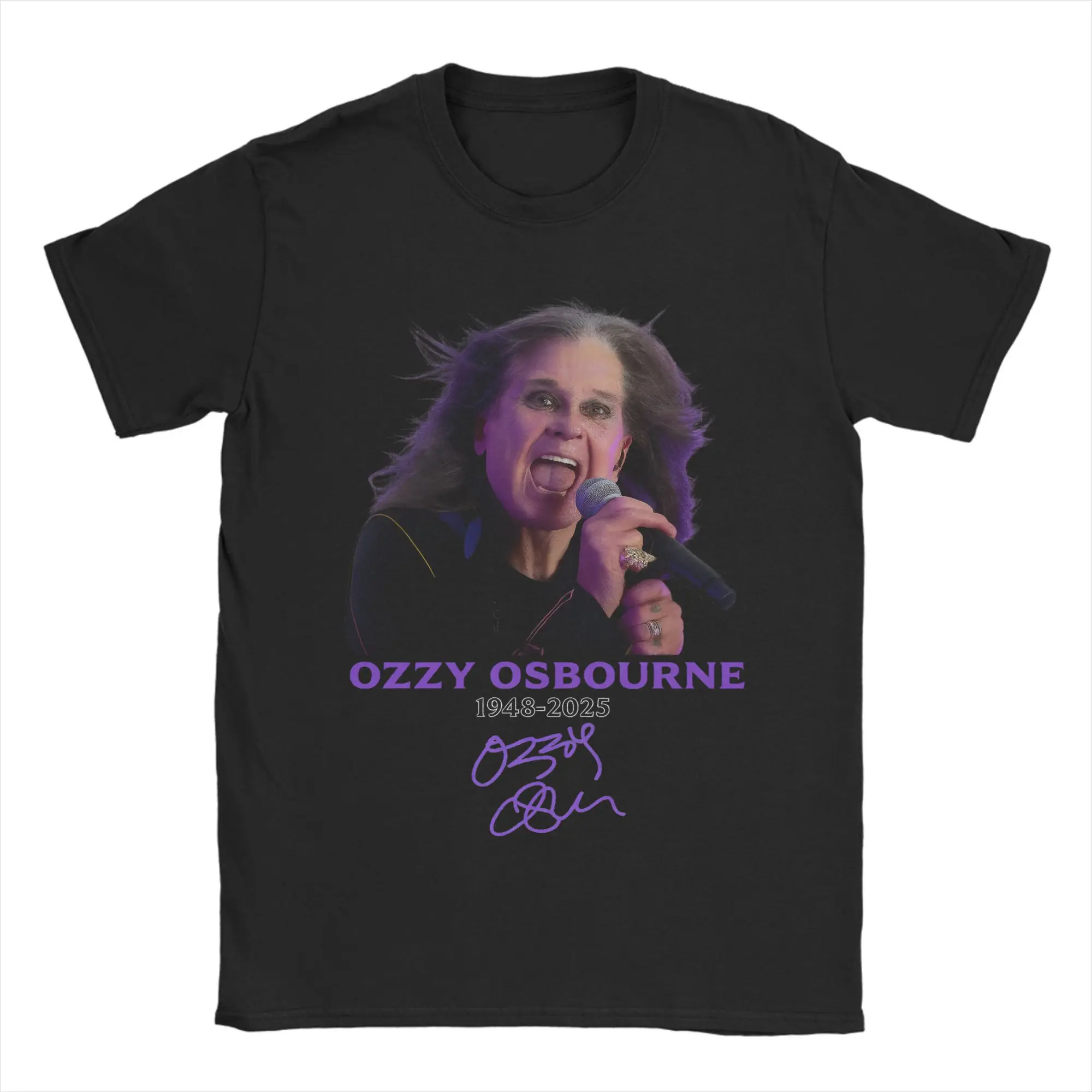 تي شيرت أسود السبت Ozzy Osbourne تي شيرت رجالي قطني برقبة دائرية تي شيرت العودة إلى جولة البداية بأكمام قصيرة تي شيرت ملابس