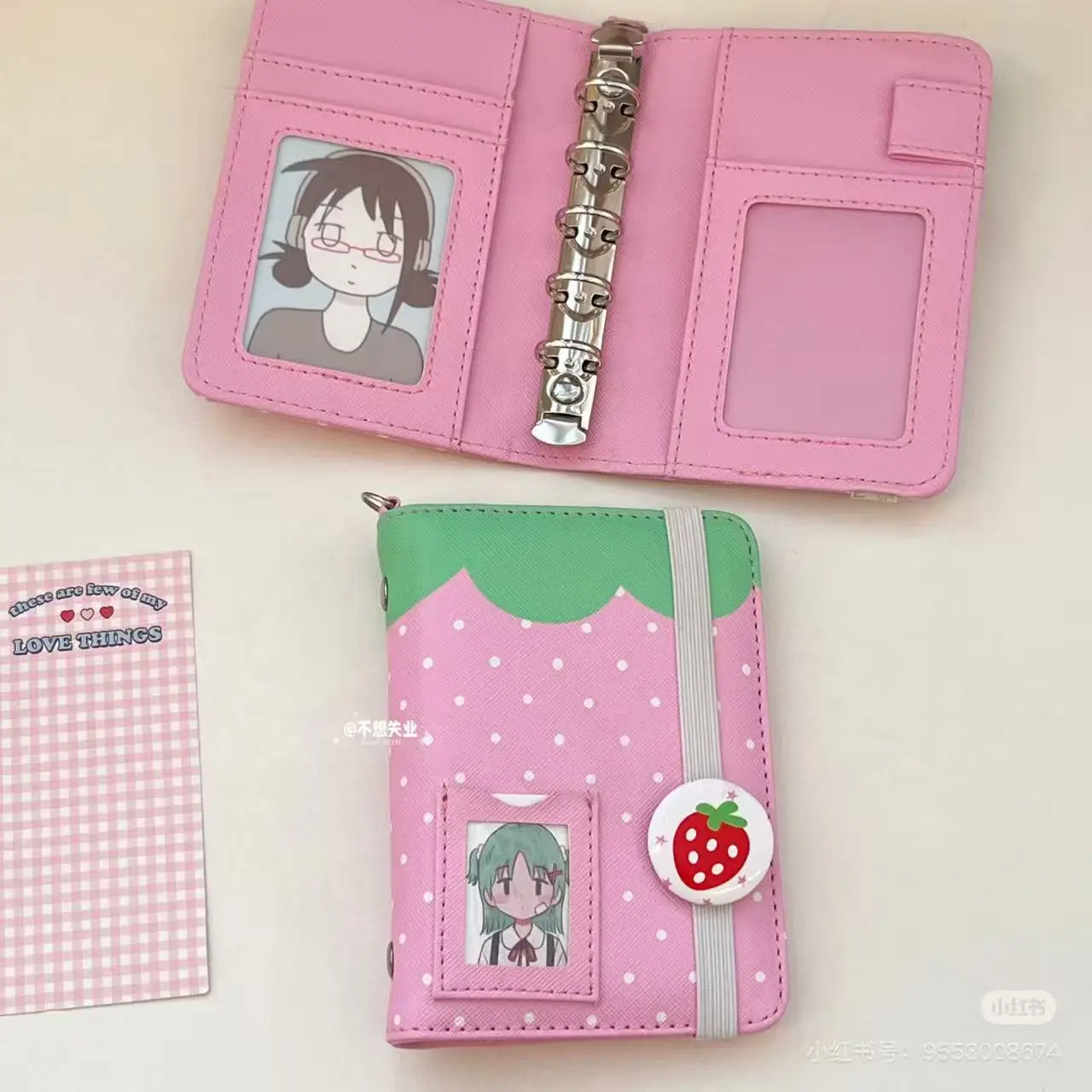 Passport Clip Wallet Original Strawberry Passport Clip Cute Polka Dot Certificate Bag Protection Case Portable Card Bag Storage