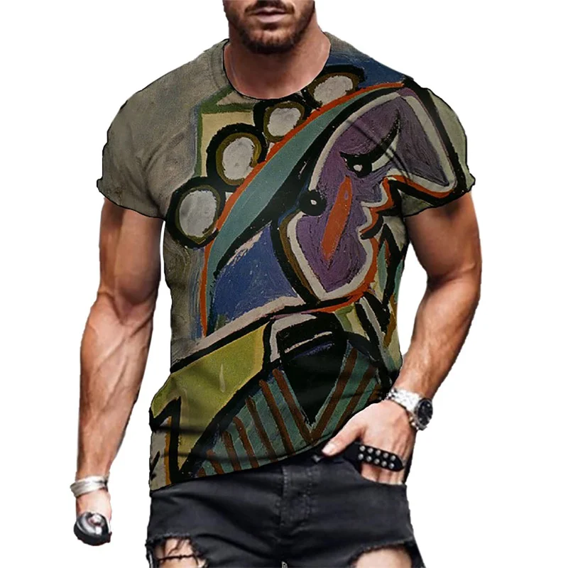 

Vintage Collage Art T Shirt for Men Clothing 3D Printed Retro Streetwear T-shirt Funny Kids Tops Tee Summer Casual Women Clothes