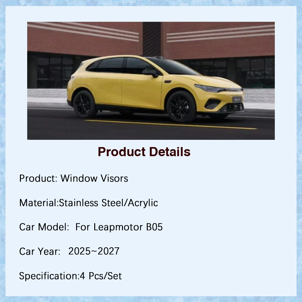 Car Window Visors For Leapmotor Lafa 5 B05 2025 2026 2027 Black Pad Waterproof Rain Guard Deflector Trim Cover Auto  Accessories