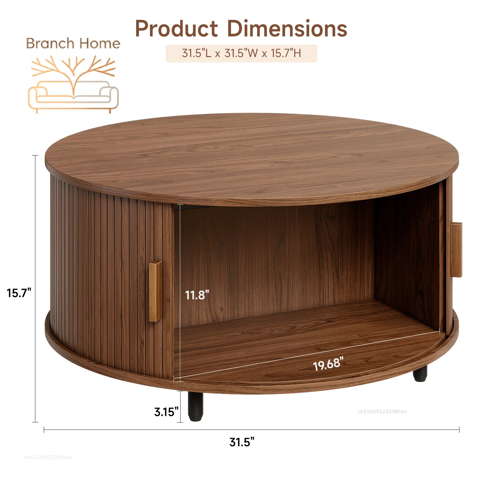 Round Coffee Table with Storage,31.5