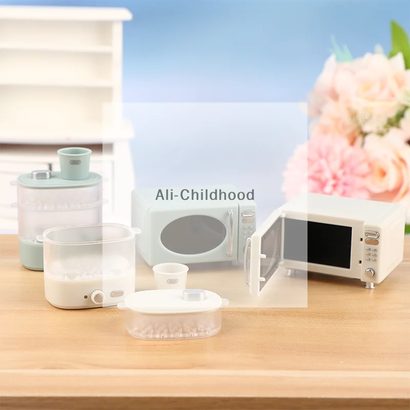 1:12 Dollhouse Miniature Micro-wave Oven Bread Cabinet Steam Box Household Electric Model Doll House Kitchen Scene Accessories