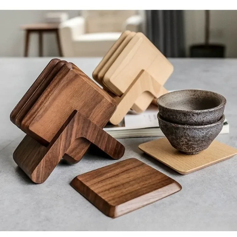 

Black Walnut Solid Wood Tea Mat Cup Coaster Heat Proof Mat Dining Table Cushion Solid Wood Teacup Mat Coasters