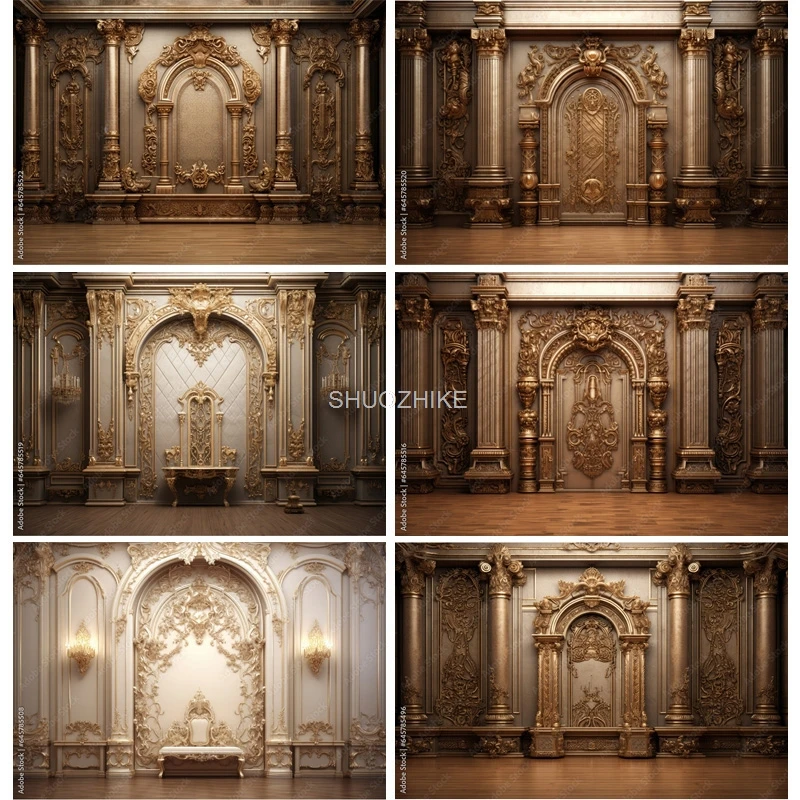 

Wedding Stage Photography Backdrops Aesthetic Luxury Flower Decoration Indoor Vintage Luxury Wall Photo Studio Background ZZ-03