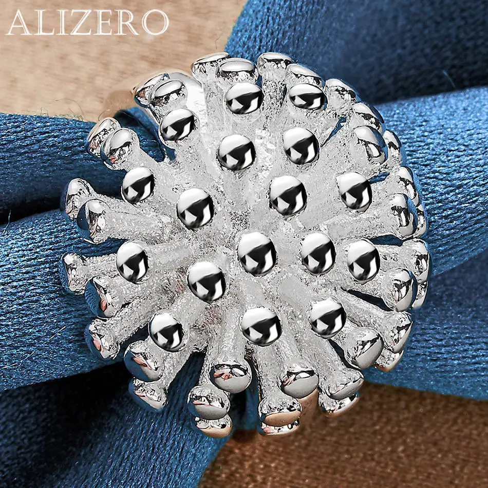 ALIZERO 925 Sterling Silver Rings Round Coral Ring For Women Engagement Rings Eternity Ring Wedding Band Jewelry Gifts
