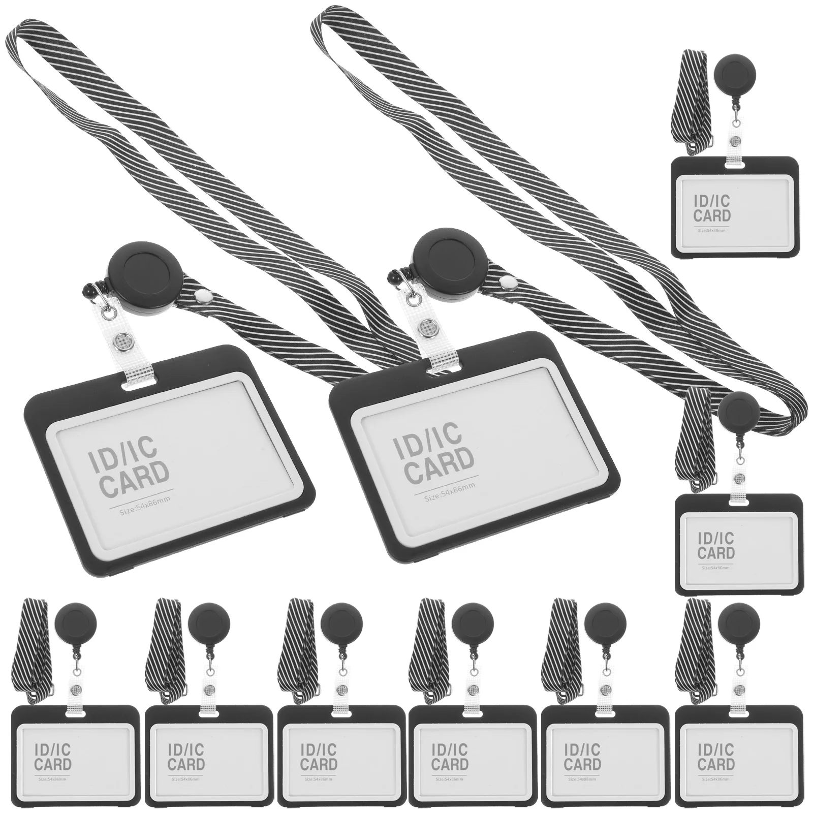 

10 set Easy Pull Button Badge Sleeve Set Lanyard ID Card Holder Compact Name Tag Protector for Office School Nurses