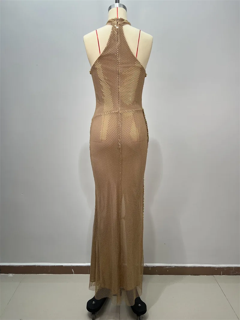 Gaun Prom Wanita Mewah Berhias Kristal Batu, Seksi Tanpa Lengan, Gaun Malam Formal untuk Pernikahan, Model Sheath Slim, Gaun Pesta untuk Tamu