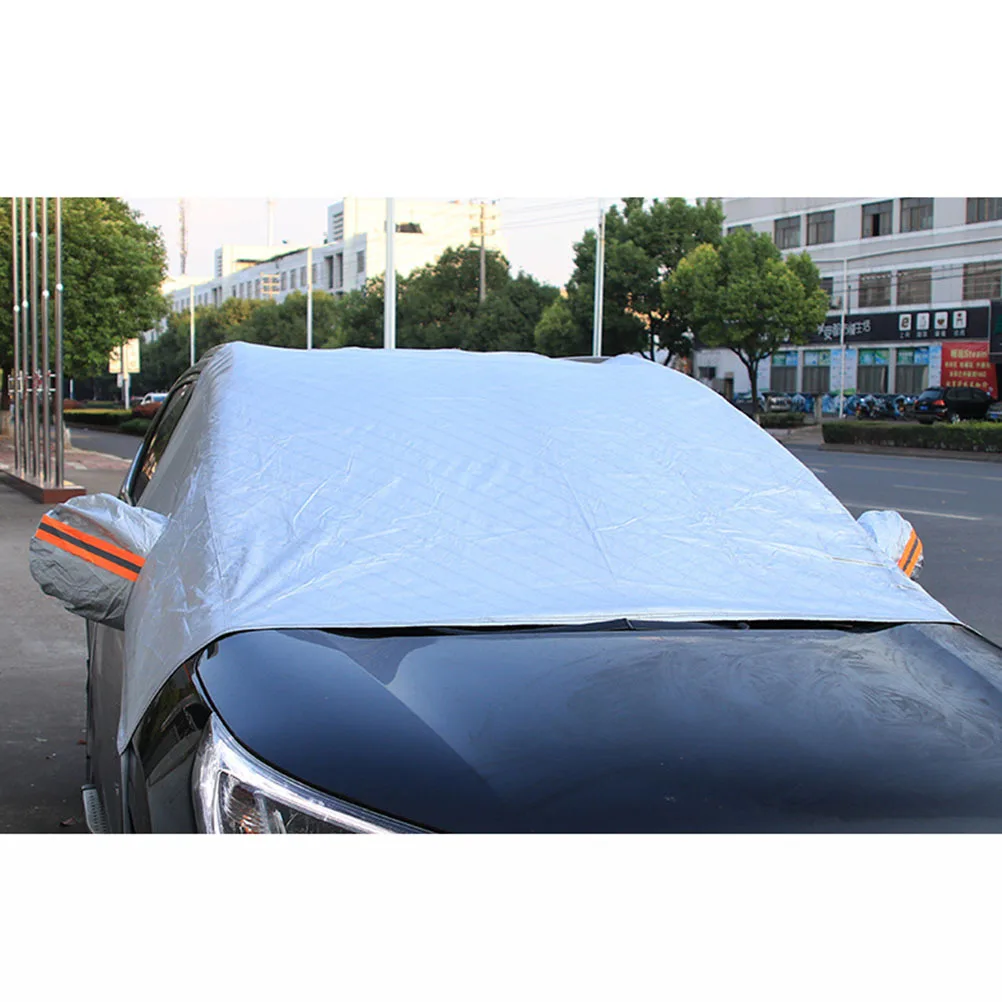 

Car Windshield Frost Cover Premium Cotton Silver Sunshade Protector Summer Sun Shield Snow Snowproof Dust Blocker Universal Fit