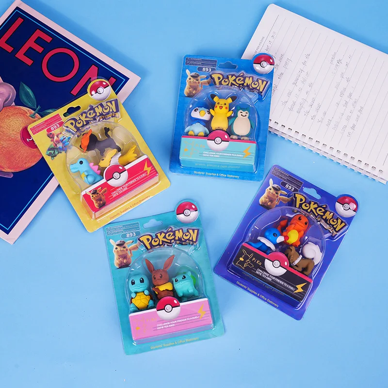 Pokemon Pikachu Pencil Eraser Cute Cartoon Anime Character Modeling Clean Eraser School Students Birthday Gifts