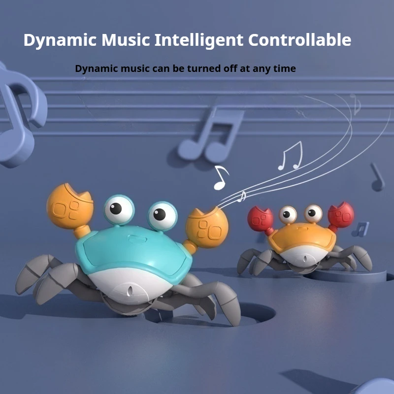 TikTok Krab indukcyjny, automatyczny, unikający przeszkód, ładowalny, świecący, muzyczny, elektryczny zabawka, który ucieka przed krabami.
